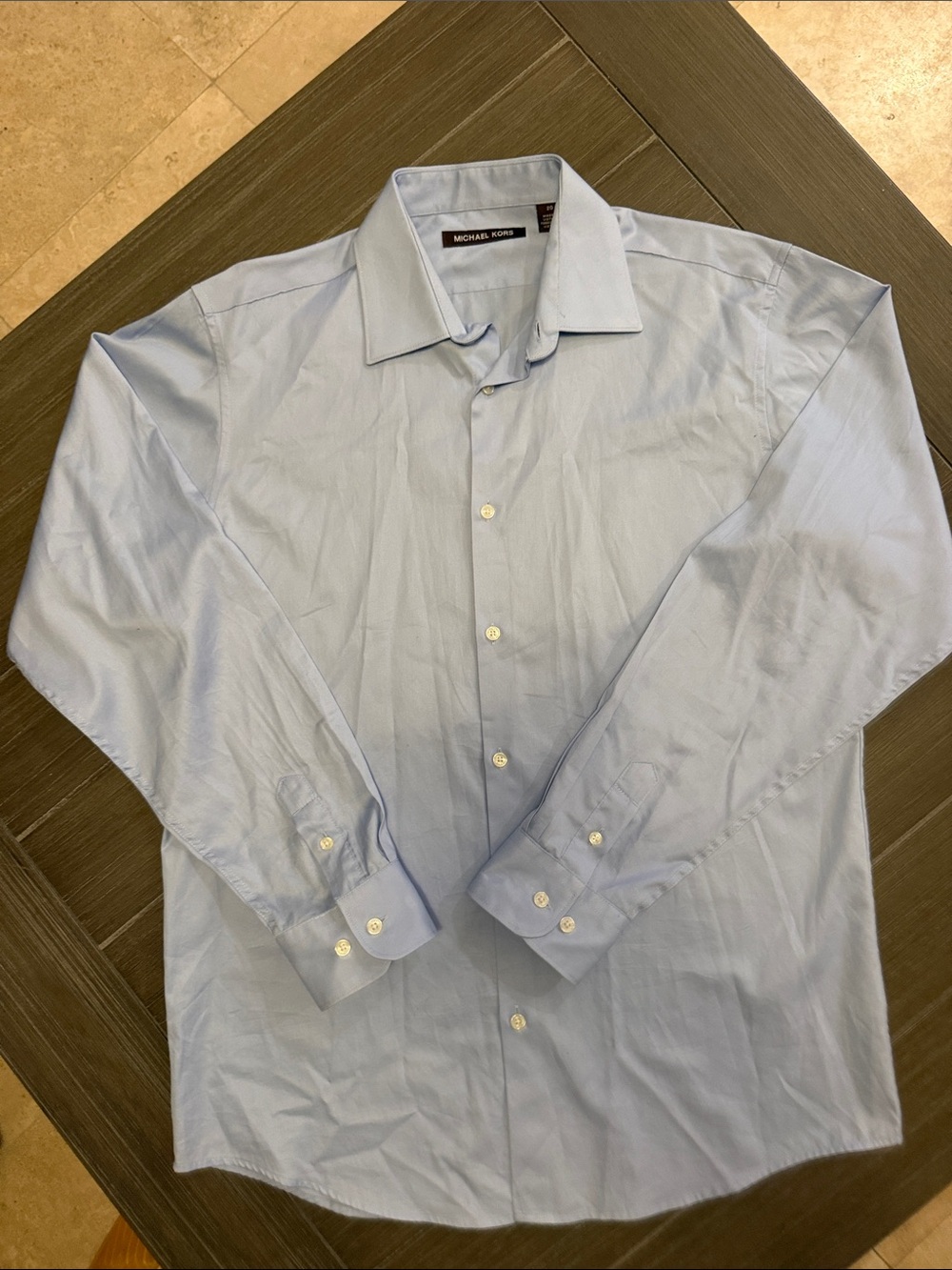 Michael Kors Men's Light Blue Collared Dress Shirt